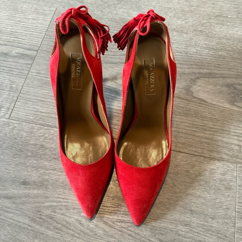 Aaquazzura bow suede pumps 75mm